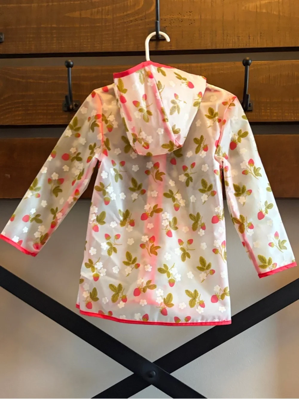 Kids Floral Rain Jacket with Red Trim